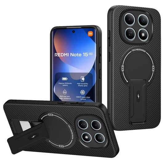 Xiaomi Redmi Note 15 5G (Global) / Xiaomi Poco M8 5G Handyhülle – Phone Case Redmi Note 15 5G (Global) Carbonfaser-Textur PC + TPU- mit Ständer