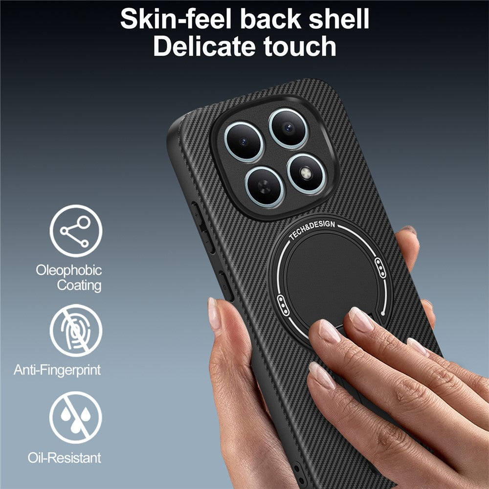 Phone Case For Xiaomi Poco M8 5G  /  Redmi Note 15 5G (Global) Carbon Fiber Texture PC + TPU Phone Cover with Kickstand