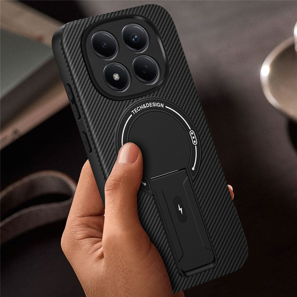 For Xiaomi Redmi Note 15 Pro 5G (Global) Case Carbon Fiber Texture PC + TPU Phone Cover with Kickstand
