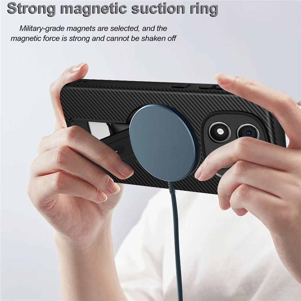 Phone Case For Xiaomi Poco M8 Pro 5G  /  Redmi Note 15 Pro+ 5G (Global) Carbon Fiber Texture PC + TPU Phone Cover with Kickstand
