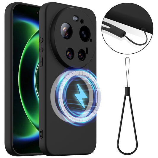 Xiaomi 17 Ultra 5G – Magnetische Handyhülle aus Flüssigsilikon, stoßfest, mit Trageband, aus Flüssigsilikon