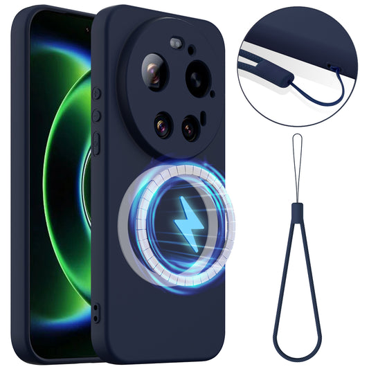 Xiaomi 17 Ultra 5G – Magnetische Handyhülle aus Flüssigsilikon, stoßfest, mit Trageband, aus Flüssigsilikon