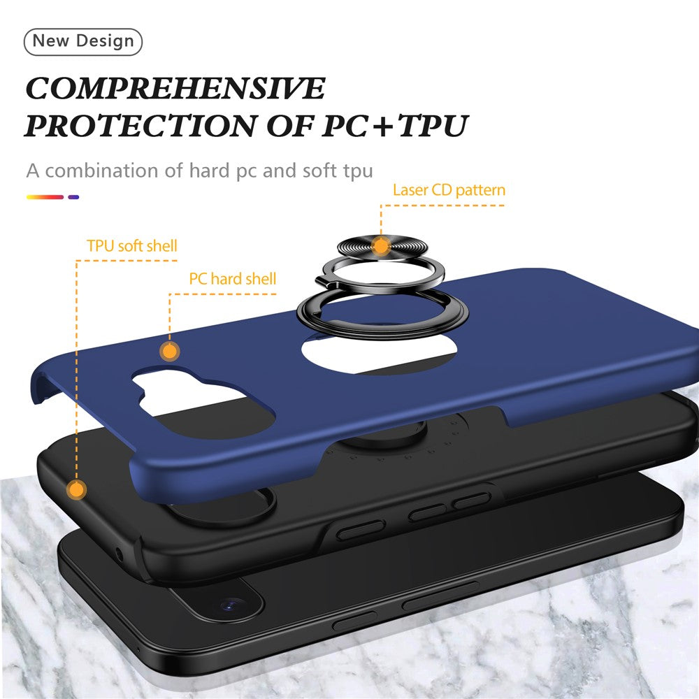 For Google Pixel 10a Case PC + TPU Phone Cover with Rotatable Ring Holder