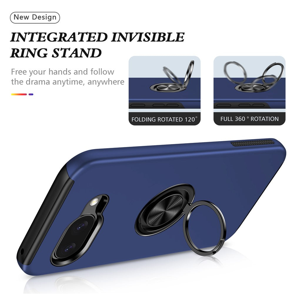 For Google Pixel 10a Case PC + TPU Phone Cover with Rotatable Ring Holder