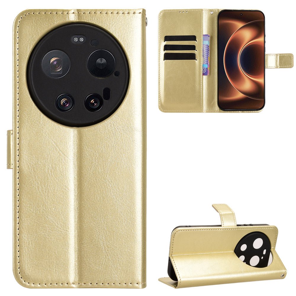 For Xiaomi 17 Ultra by Leica / Xiaomi 17 Ultra 5G PU Leather Case with Strap Crazy Horse Texture Phone Wallet Cover