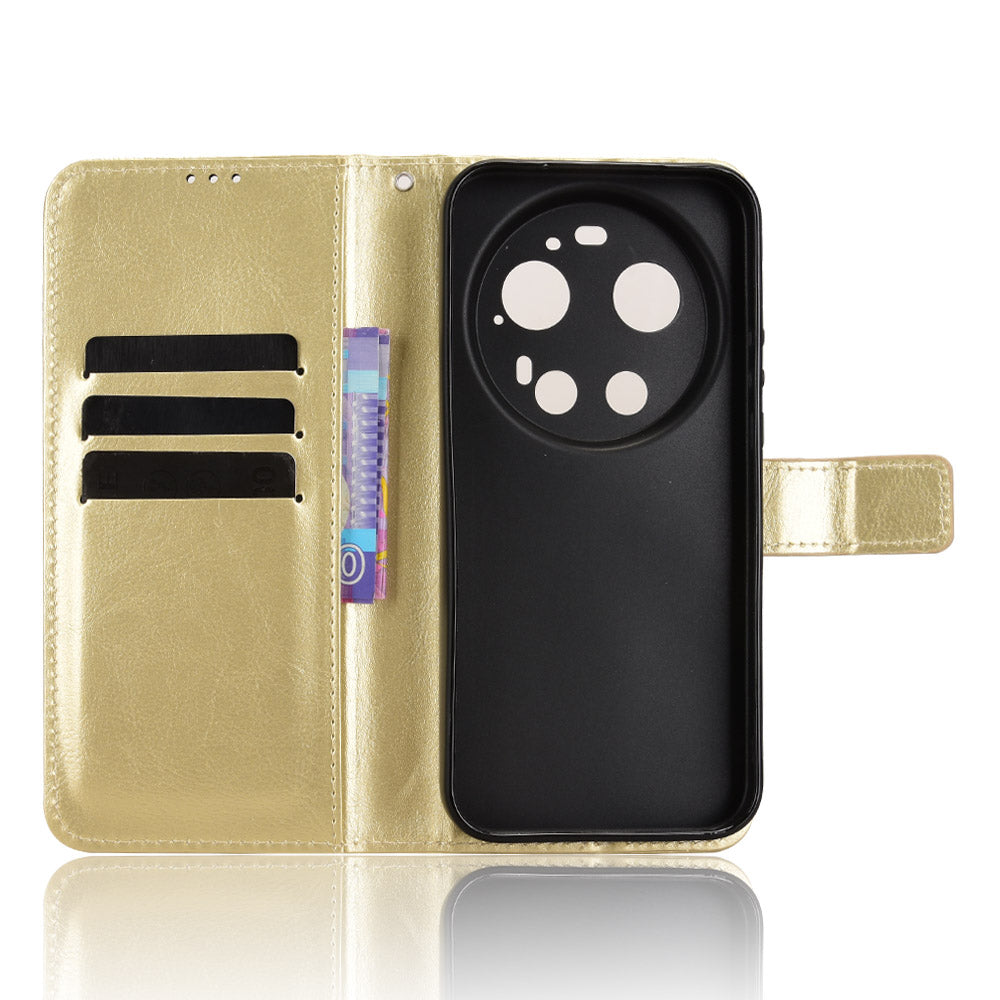 For Xiaomi 17 Ultra by Leica / Xiaomi 17 Ultra 5G PU Leather Case with Strap Crazy Horse Texture Phone Wallet Cover