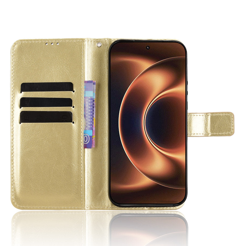 For Xiaomi 17 Ultra by Leica / Xiaomi 17 Ultra 5G PU Leather Case with Strap Crazy Horse Texture Phone Wallet Cover