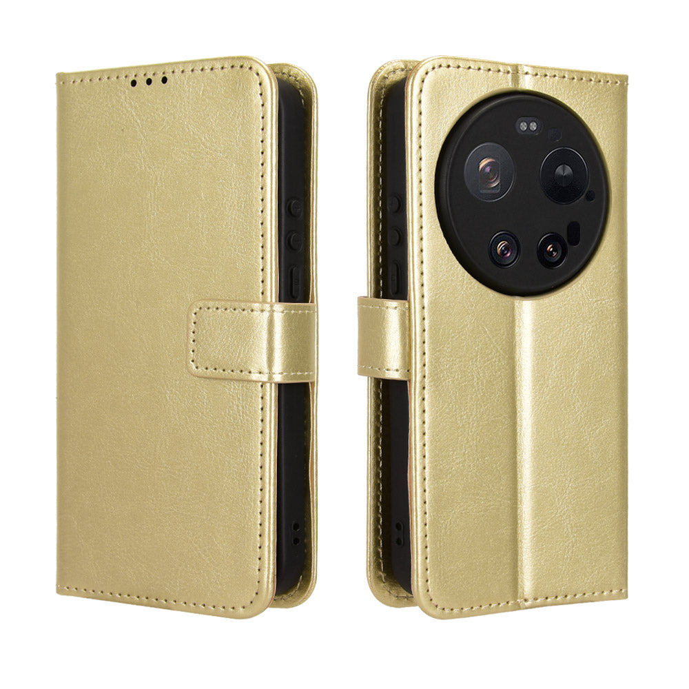 For Xiaomi 17 Ultra by Leica / Xiaomi 17 Ultra 5G PU Leather Case with Strap Crazy Horse Texture Phone Wallet Cover