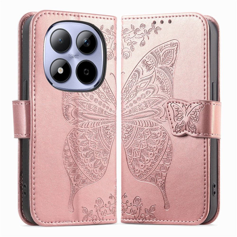 For Xiaomi Redmi Note 15 Pro 5G (Global) Case with Strap Butterfly Pattern PU Leather Wallet Phone Cover