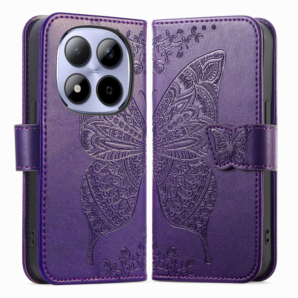 For Xiaomi Redmi Note 15 Pro 5G (Global) Case with Strap Butterfly Pattern PU Leather Wallet Phone Cover