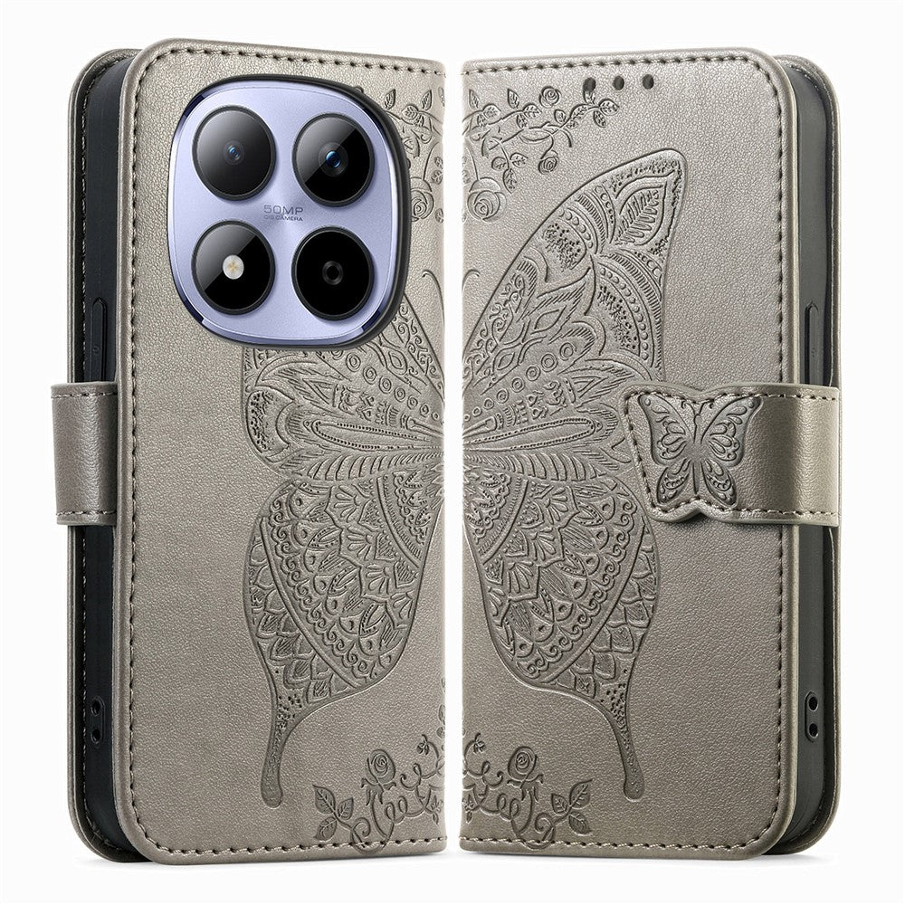 For Xiaomi Redmi Note 15 Pro 5G (Global) Case with Strap Butterfly Pattern PU Leather Wallet Phone Cover