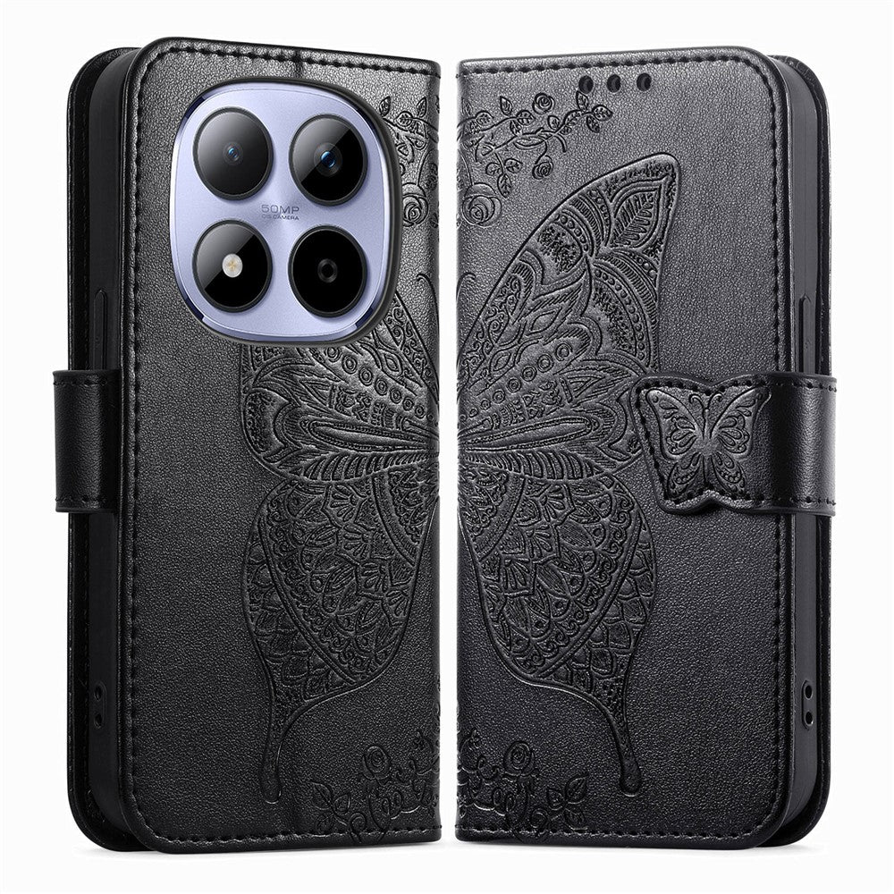 For Xiaomi Redmi Note 15 Pro 5G (Global) Case with Strap Butterfly Pattern PU Leather Wallet Phone Cover