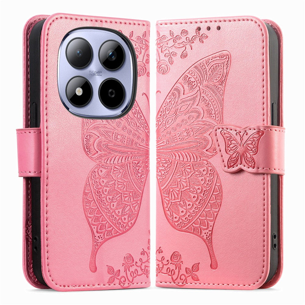 For Xiaomi Redmi Note 15 Pro 5G (Global) Case with Strap Butterfly Pattern PU Leather Wallet Phone Cover