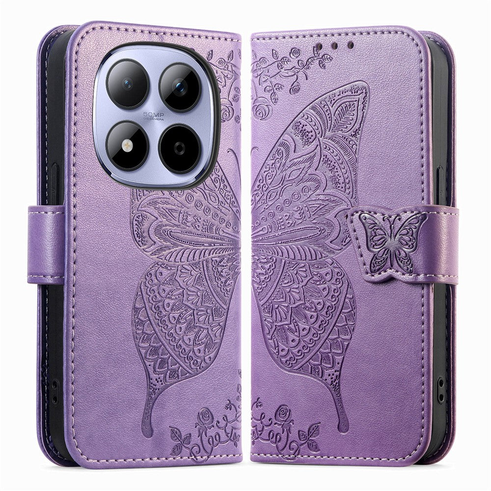 For Xiaomi Redmi Note 15 Pro 5G (Global) Case with Strap Butterfly Pattern PU Leather Wallet Phone Cover