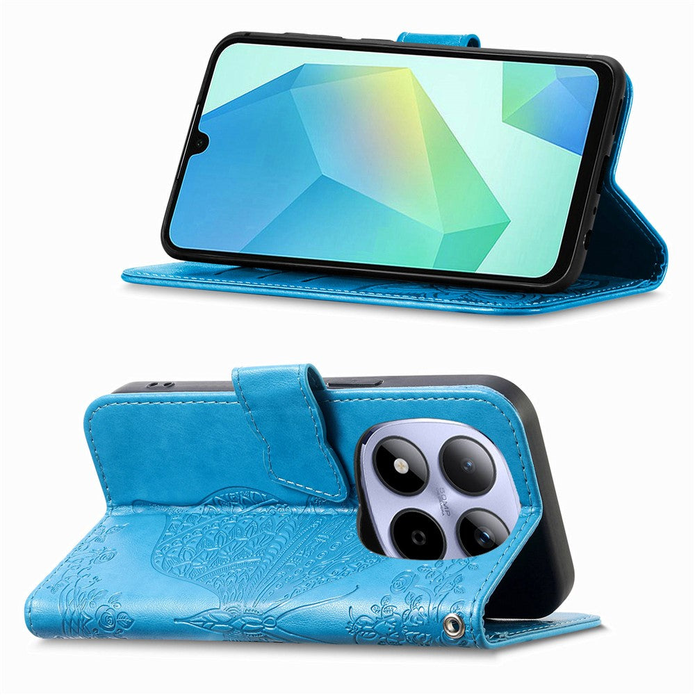 For Xiaomi Redmi Note 15 Pro 5G (Global) Case with Strap Butterfly Pattern PU Leather Wallet Phone Cover