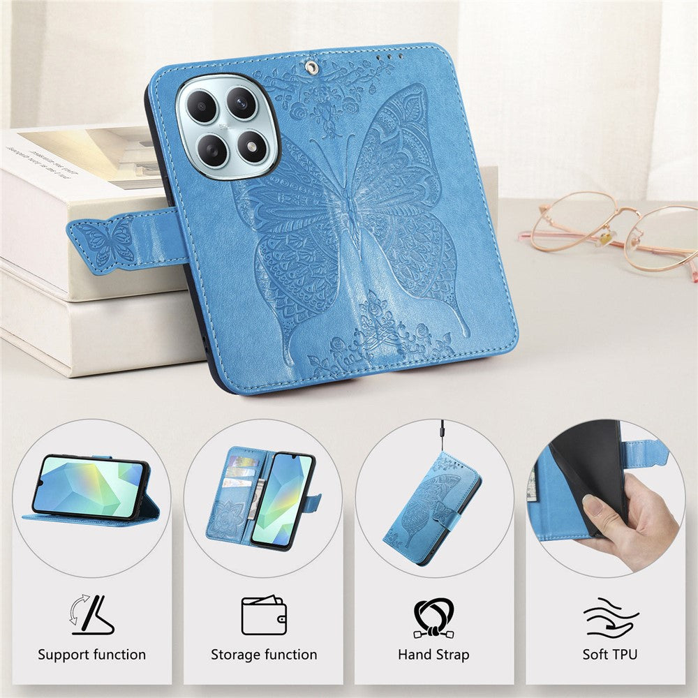 Phone Case with Strap for Xiaomi Poco M8 5G  /  Redmi Note 15 5G (Global)  /  Note 15 4G (Global) Butterfly Pattern PU Leather Wallet Phone Cover