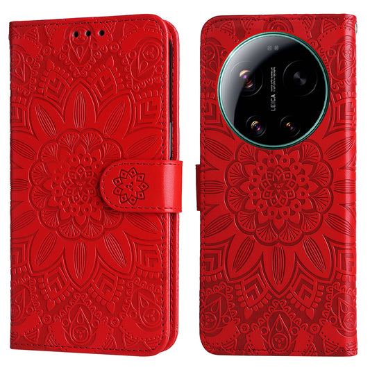 Xiaomi 17 Ultra 5G Handyhülle – mit Sonnenblumen-Aufdruck, Leder-Geldbörsen