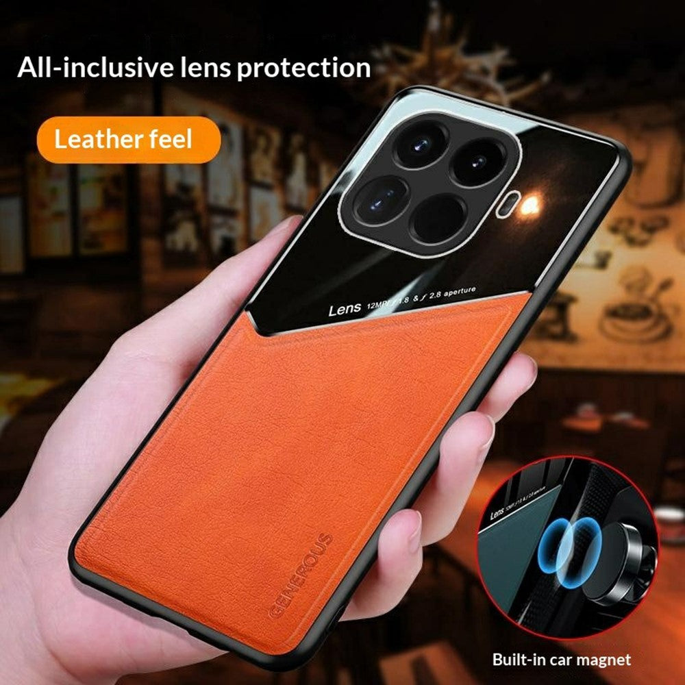 For Xiaomi 15T Pro Case Precise Cutout Leather Coated PC + TPU Phone Back Cover Built-in Metal Sheet
