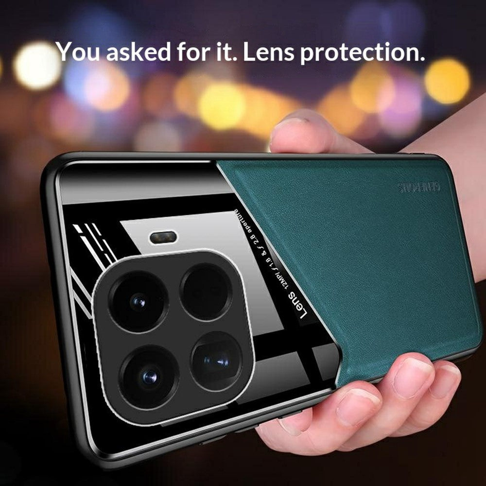 For Xiaomi 15T Pro Case Precise Cutout Leather Coated PC + TPU Phone Back Cover Built-in Metal Sheet