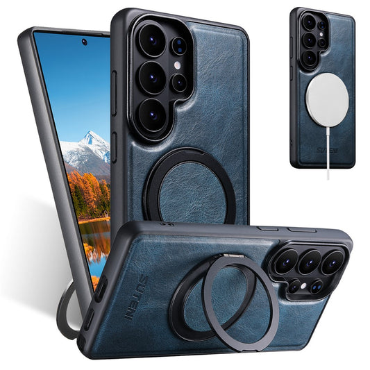 Galaxy S26 Ultra – Magnetische Handyhülle aus PU-Leder und TPU, mit Ständer