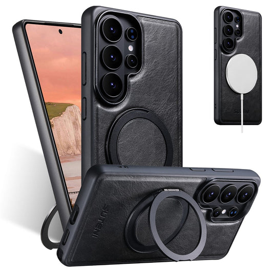 Galaxy S26 Ultra – Magnetische Handyhülle aus PU-Leder und TPU, mit Ständer
