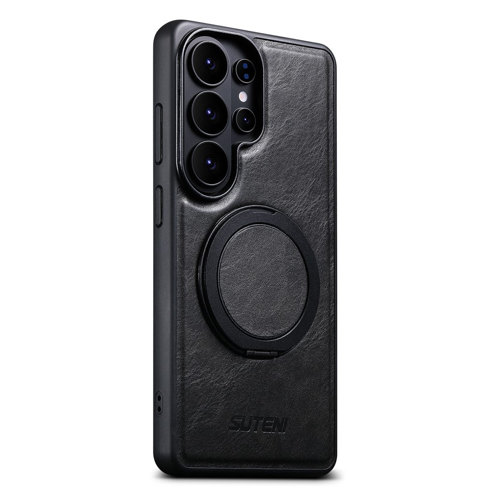 SUTENI G3 For Samsung Galaxy S26 Ultra Magnetic Case Waxy Texture Rotating Kickstand Leather Phone Back Cover
