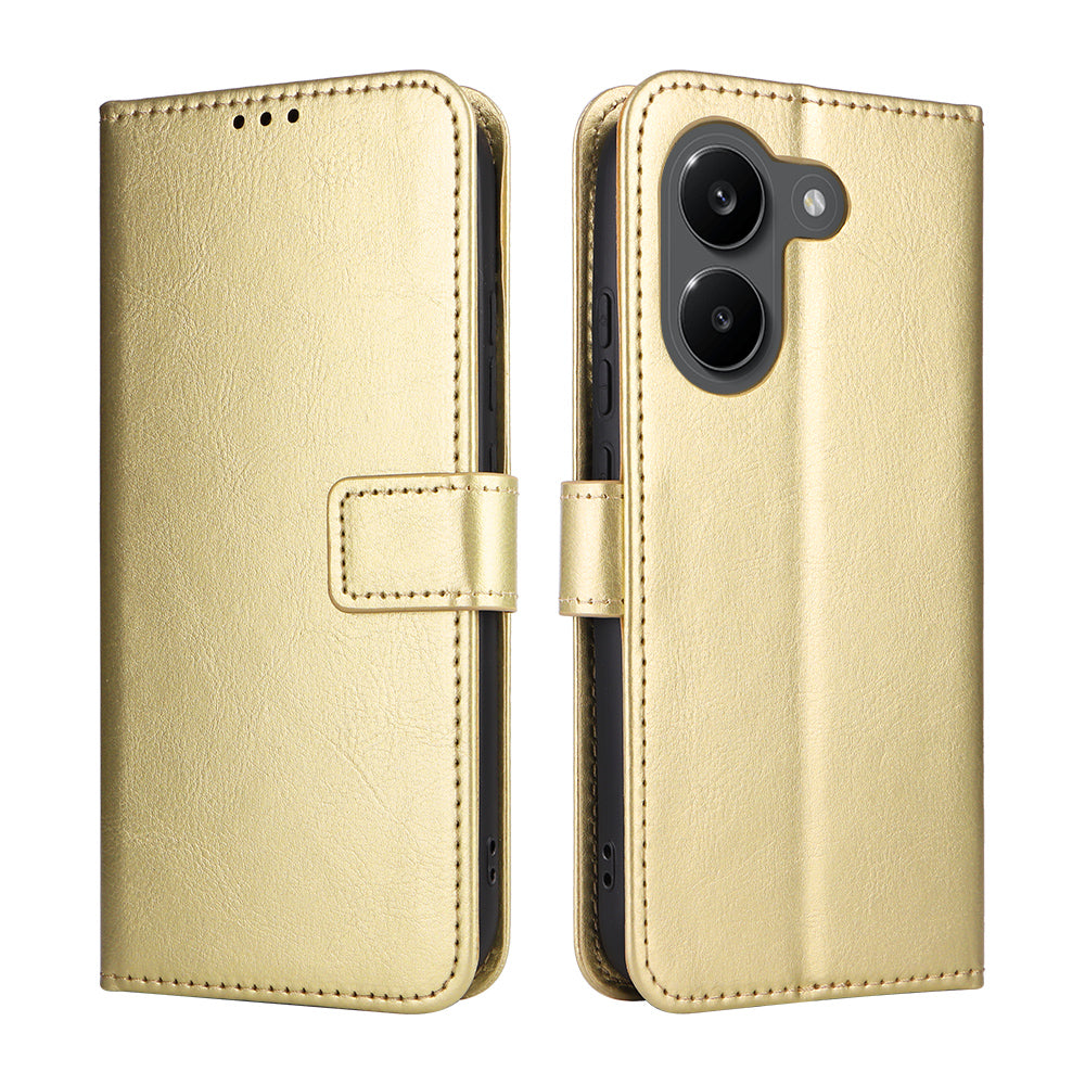 For Xiaomi Redmi Turbo 5 5G / Xiaomi Poco X8 Pro 5G PU Leather Case with Strap Crazy Horse Texture Phone Wallet Cover