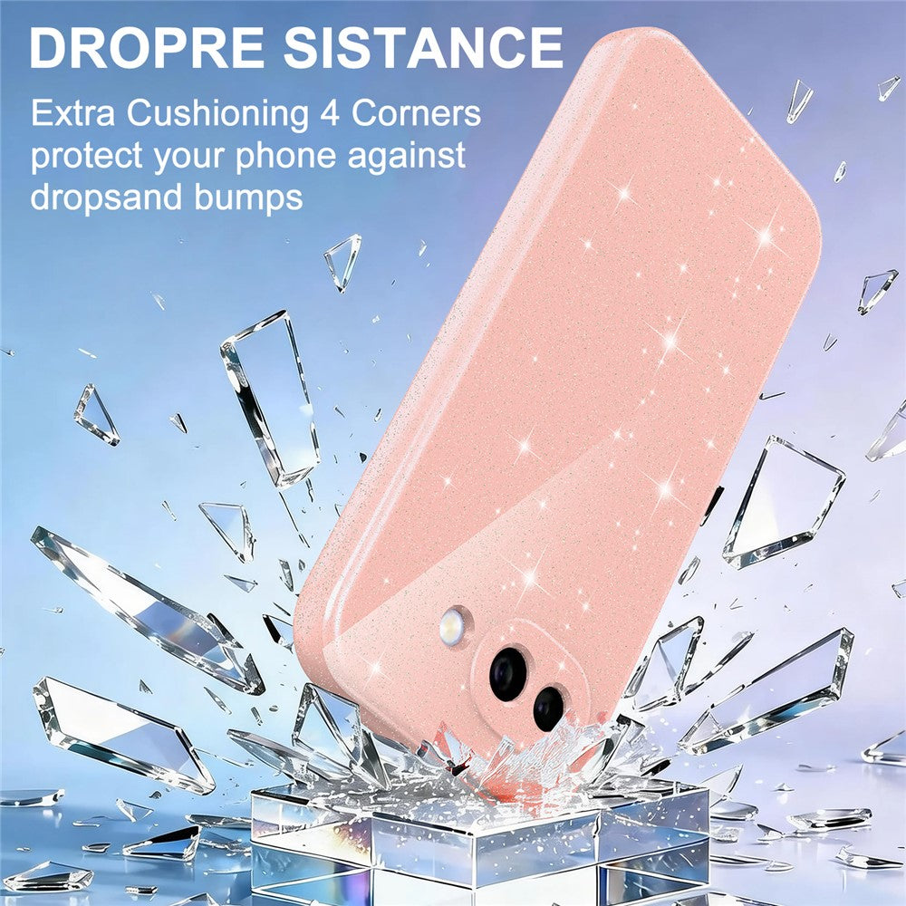 For Google Pixel 10a Magnetic Case Glitter TPU Shockproof Phone Cover with Lanyard