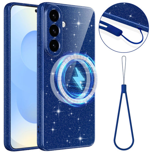 Galaxy S26+ Handyhülle – Magnetische aus glitzerndem, stoßfestem TPU mit Trageband