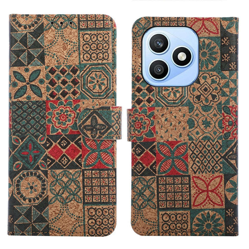 Honor X8d 4G Wallet-Handyhülle – Leder-Geldbörsenhülle im Bohème-Stil, aus TPU-PU, mit Ständer