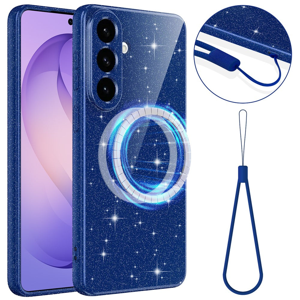 For Samsung Galaxy A57 5G Magnetic Case Glitter TPU Shockproof Phone Cover with Lanyard