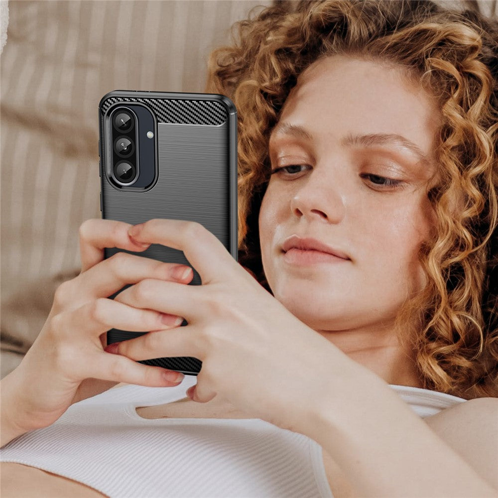 For Samsung Galaxy A37 5G TPU Case Carbon Fiber Texture Brushed Protective Phone Cover