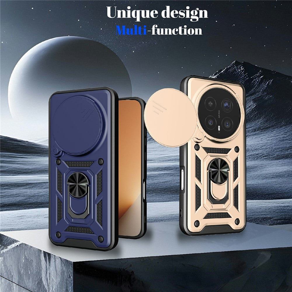 For Honor Magic8 Pro 5G Case with Slide Camera Lid PC + TPU Kickstand Phone Cover