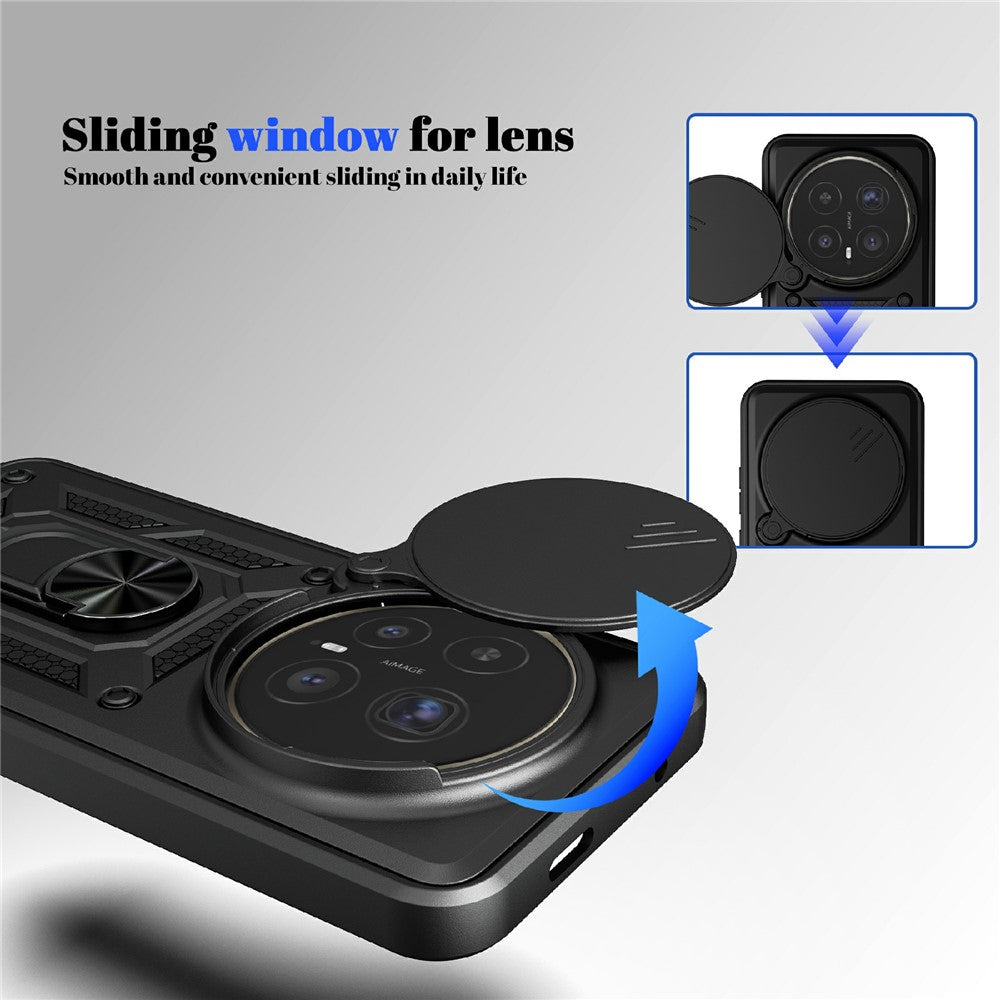 For Honor Magic8 Pro 5G Case with Slide Camera Lid PC + TPU Kickstand Phone Cover