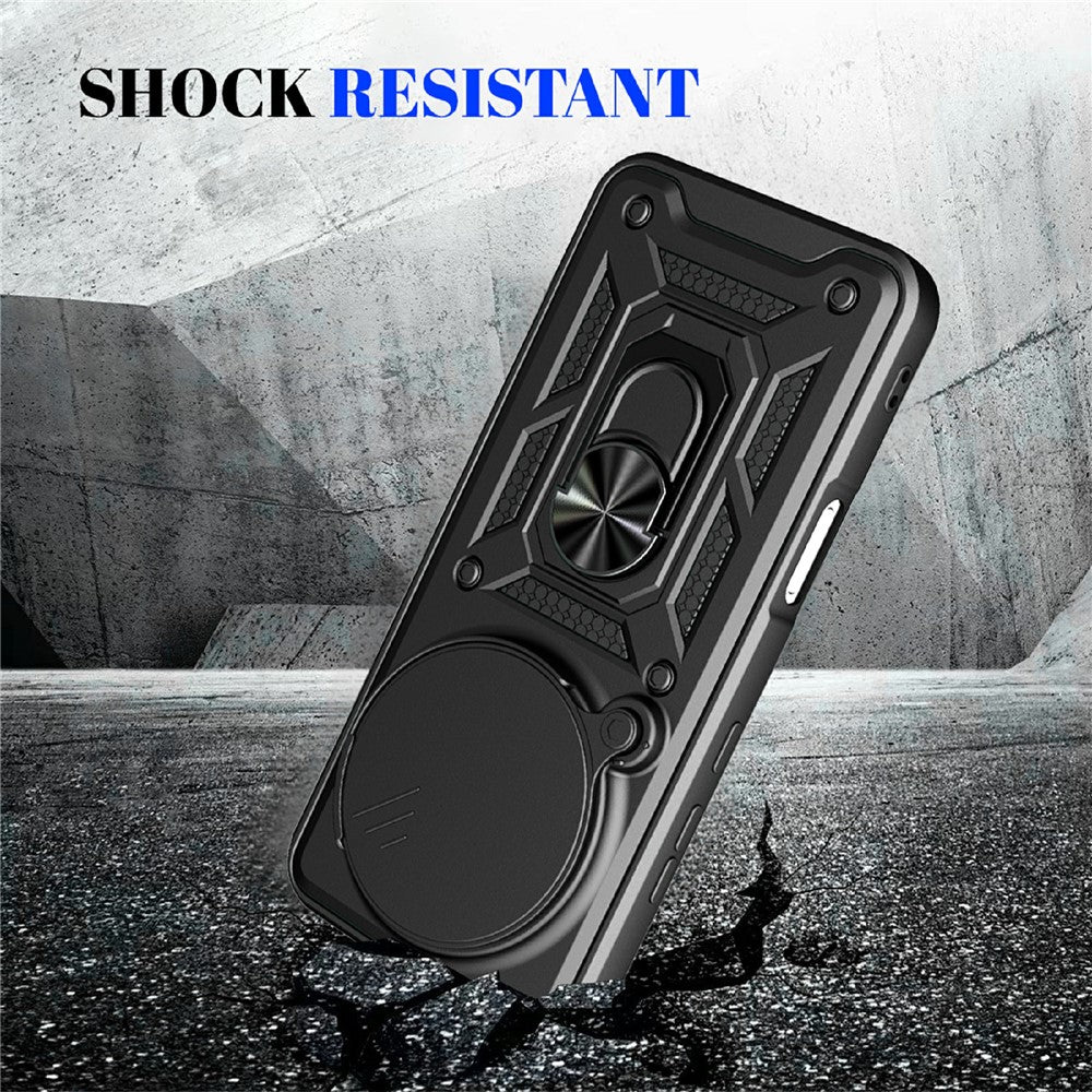 For Honor Magic8 Pro 5G Case with Slide Camera Lid PC + TPU Kickstand Phone Cover