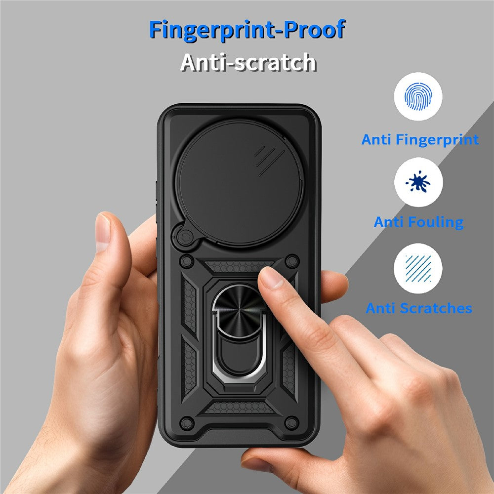 For Honor Magic8 Pro 5G Case with Slide Camera Lid PC + TPU Kickstand Phone Cover