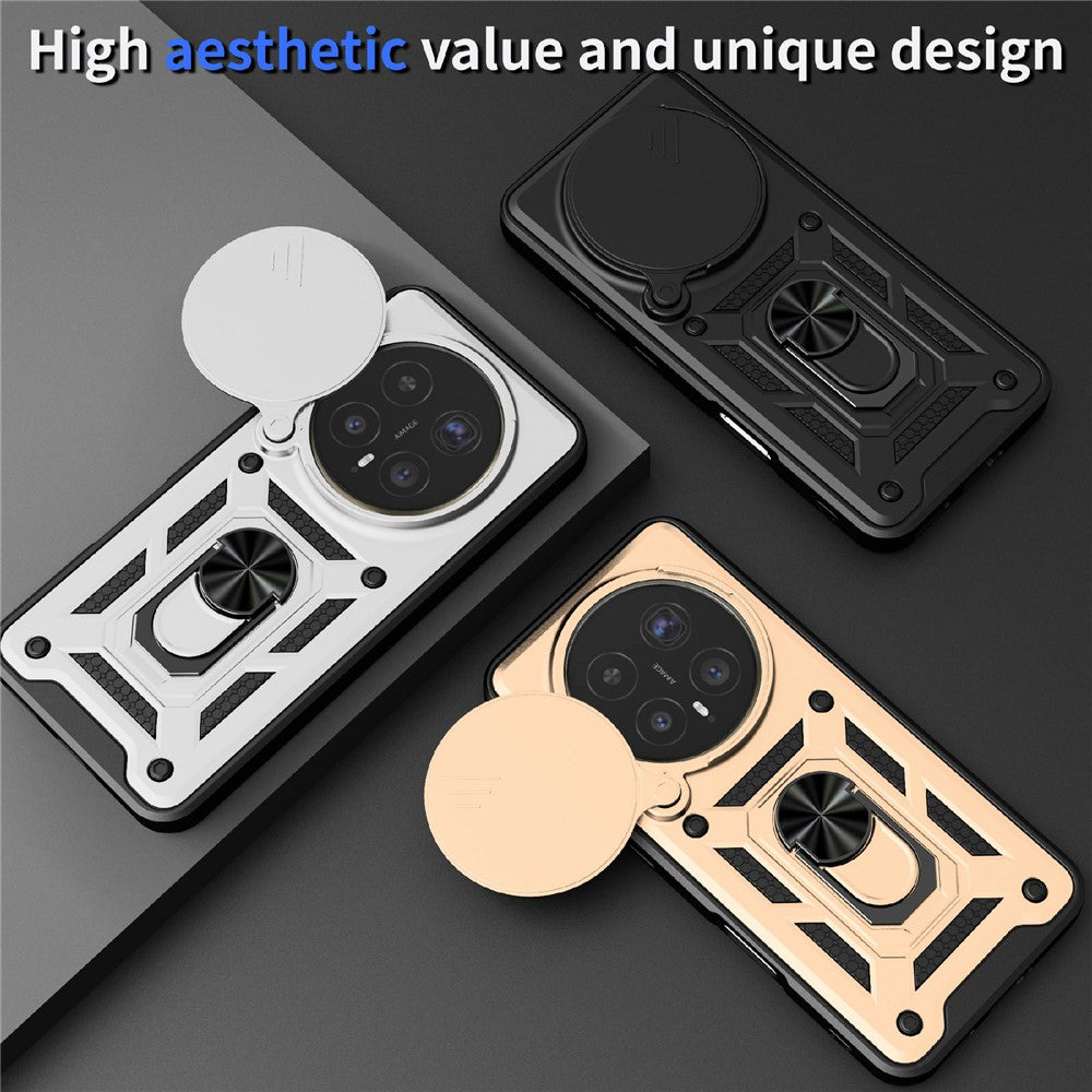 For Honor Magic8 Pro 5G Case with Slide Camera Lid PC + TPU Kickstand Phone Cover