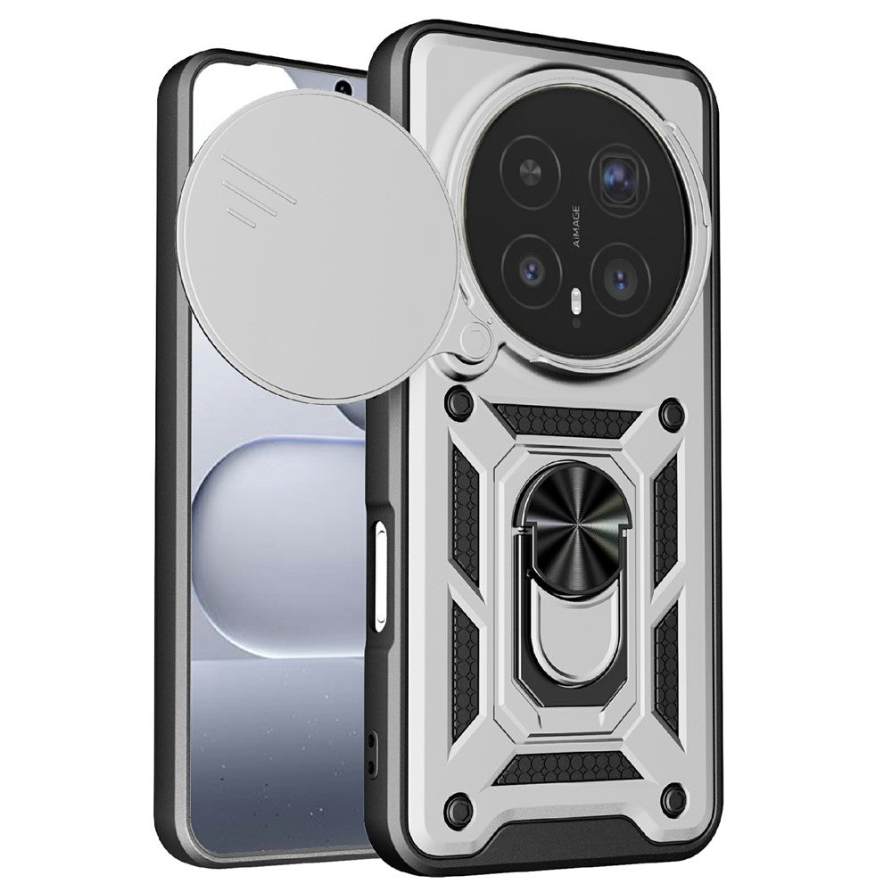 For Honor Magic8 Pro 5G Case with Slide Camera Lid PC + TPU Kickstand Phone Cover