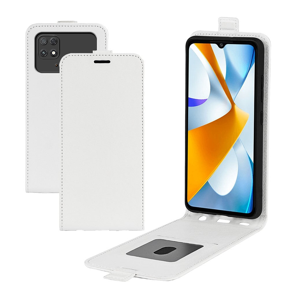For Xiaomi Poco C40 4G Vertical Flip Phone Anti-drop Case Crazy Horse Texture Card Holder Leather Protective Cover