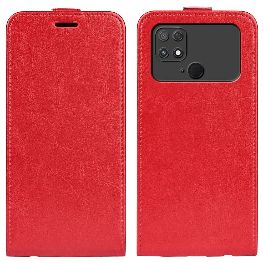 For Xiaomi Poco C40 4G Vertical Flip Phone Anti-drop Case Crazy Horse Texture Card Holder Leather Protective Cover