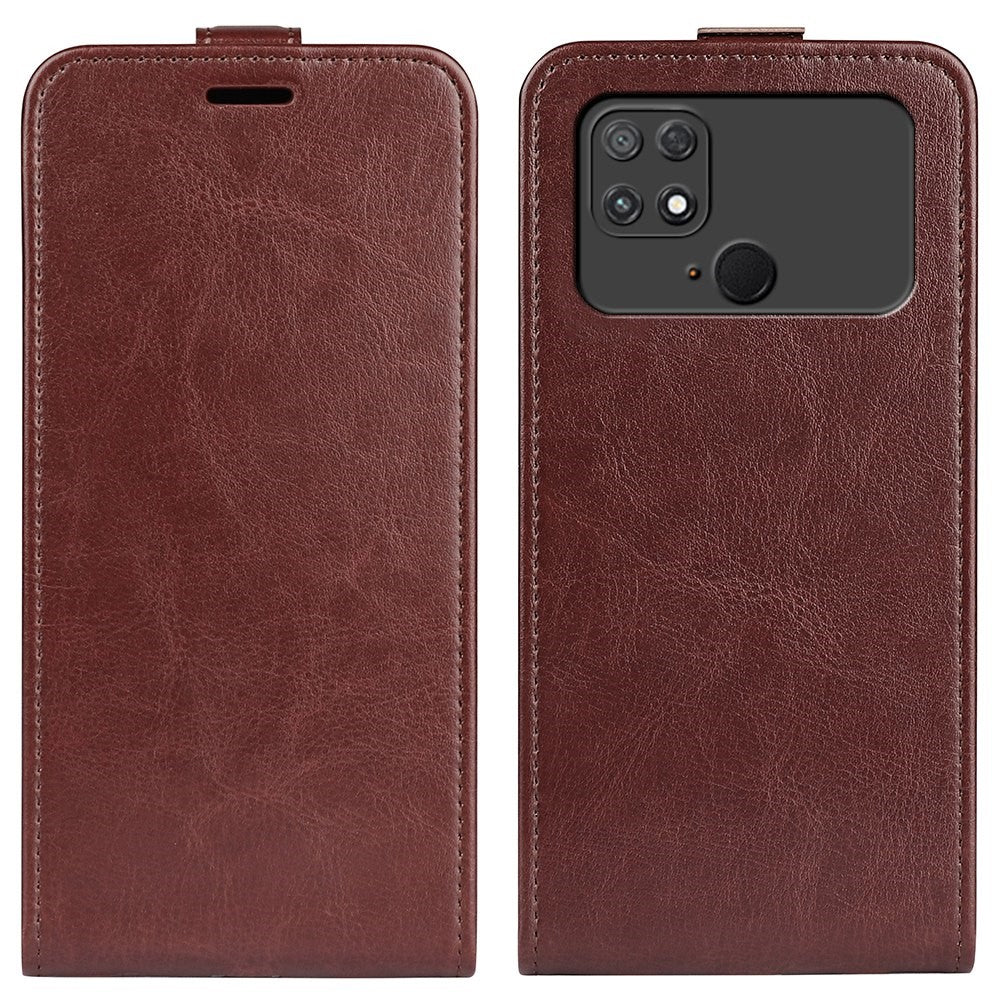 For Xiaomi Poco C40 4G Vertical Flip Phone Anti-drop Case Crazy Horse Texture Card Holder Leather Protective Cover