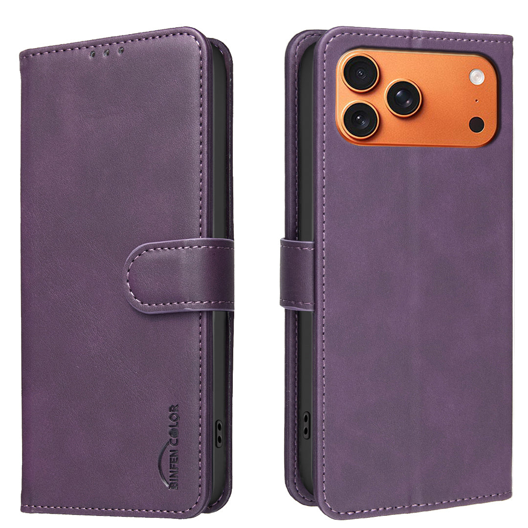BINFEN COLOR For iPhone 18 Pro / 17 Pro  BF37 Case RFID Blocking Wallet Stand Leather Phone Cover