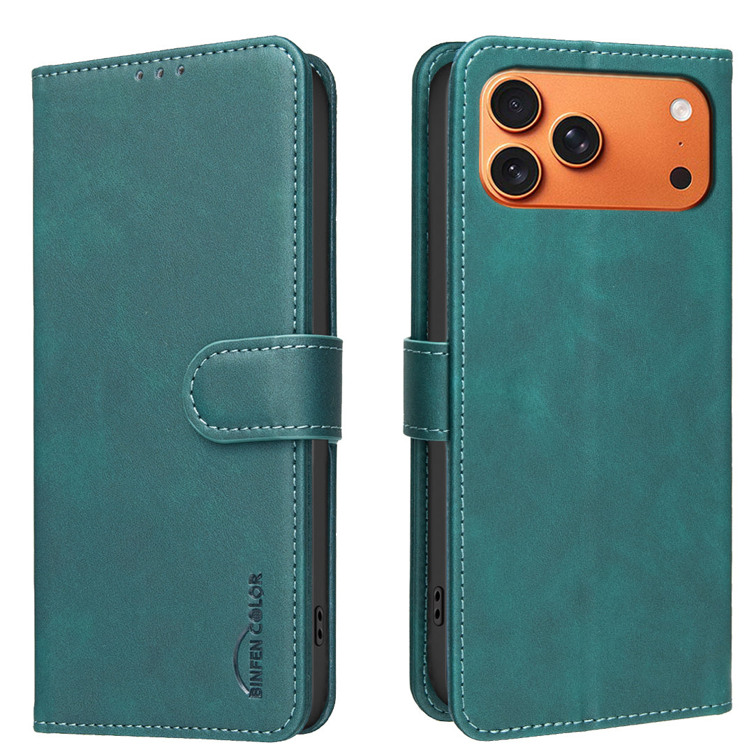 BINFEN COLOR For iPhone 18 Pro Max / 17 Pro Max  BF37 Case RFID Blocking Wallet Stand Leather Phone Cover