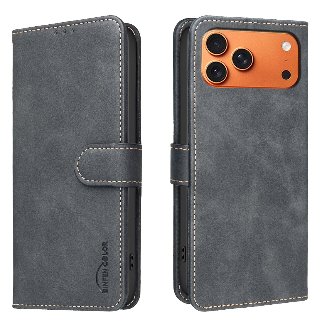 BINFEN COLOR For iPhone 18 Pro Max / 17 Pro Max  BF37 Case RFID Blocking Wallet Stand Leather Phone Cover