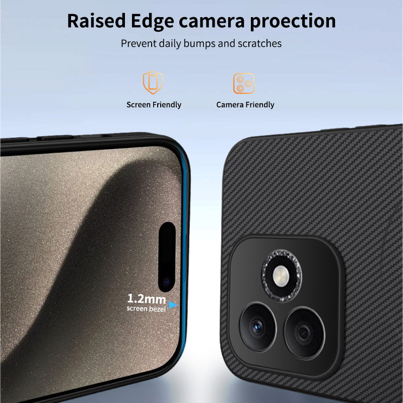 WANLONFENG For Honor X8d 4G  TQ Series Magnetic Case Carbon Fiber Texture PC TPU Phone Cover