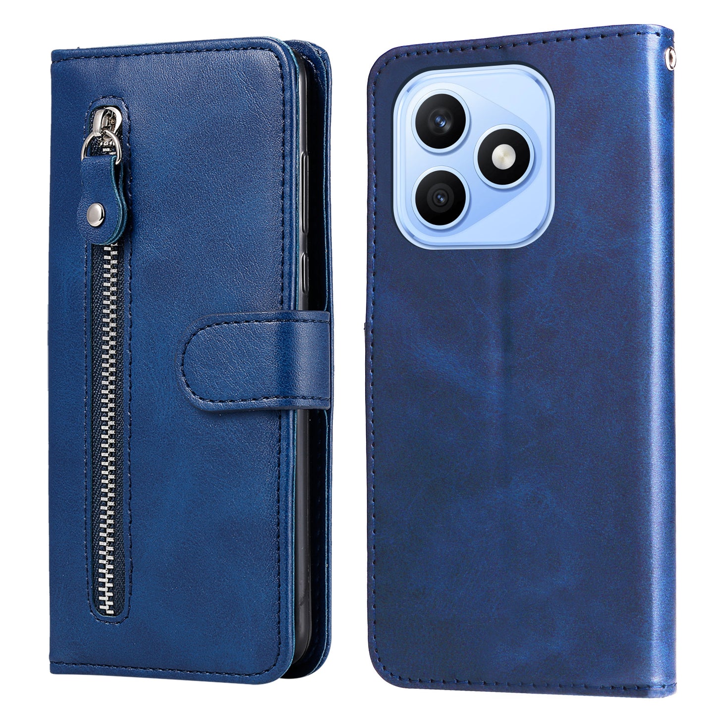 For Honor X8d 4G PU Leather Cases with Zipper Pocket Wallet Phone Cover Stand