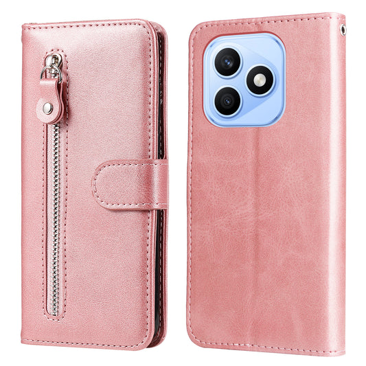 Honor X8d 4G Handyhülle – PU-Lederhüllen mit Reißverschlusstasche, Brieftasche, , Ständer