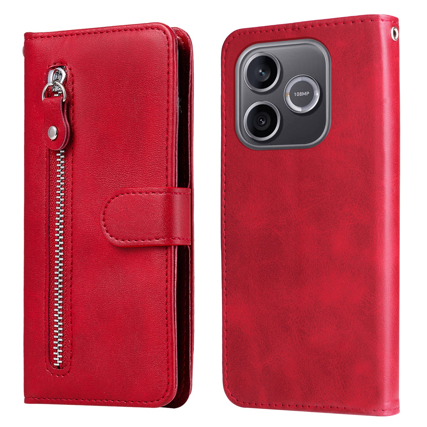 For Honor 600 Lite 5G PU Leather Cases with Zipper Pocket Wallet Phone Cover Stand