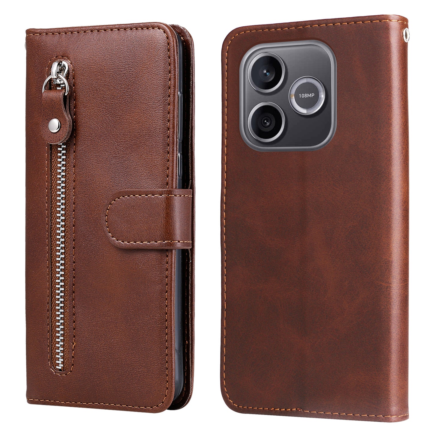 For Honor 600 Lite 5G PU Leather Cases with Zipper Pocket Wallet Phone Cover Stand