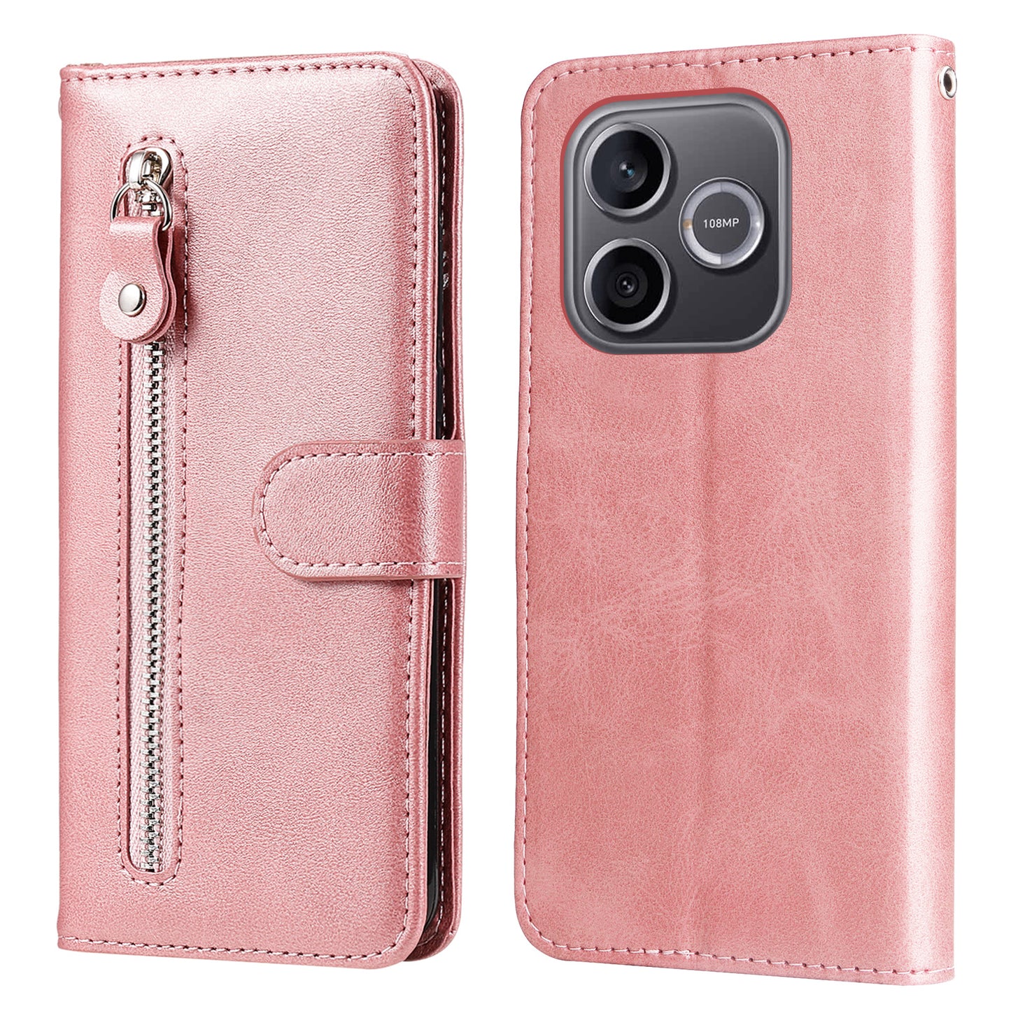 For Honor 600 Lite 5G PU Leather Cases with Zipper Pocket Wallet Phone Cover Stand